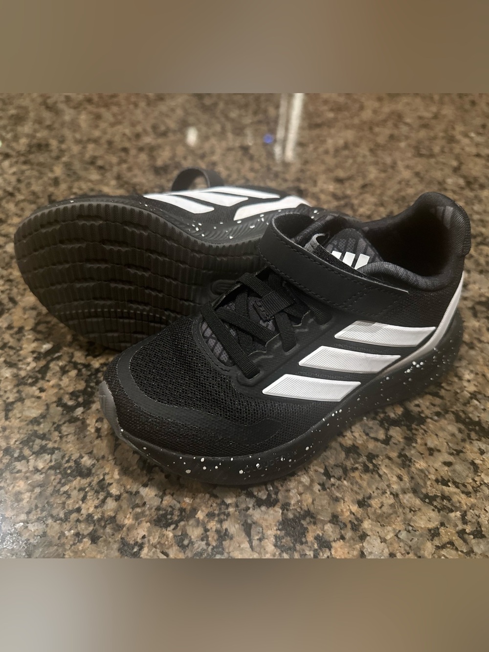 adidas Kids Black and White Velcro Athletic Sneakers - 10.5c